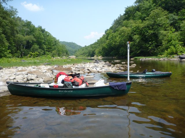Canoe and Kayak near shore on Big South Fork River
