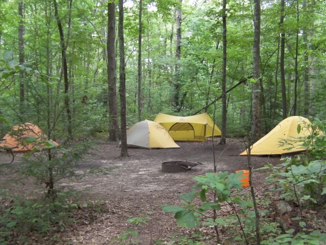 Tent in backwoods primitive tent site