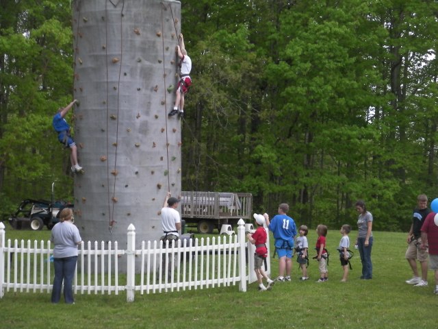 Group at climbing wall